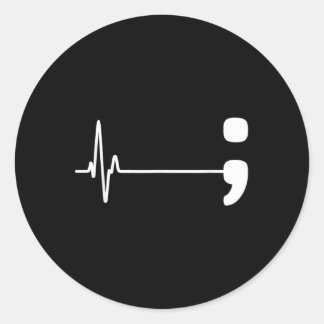 Semicolon Heartbeat Flatline Suicide Prevention Aw Runder Aufkleber