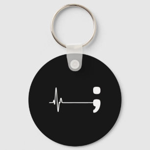 Semicolon Heartbeat Flatline Suicide Prevention Aw Schlüsselanhänger