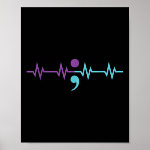 Semicolon Heartbeat Suizidprävention A Poster