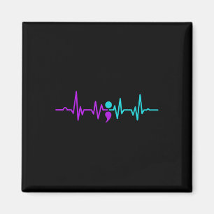 Semicolon Heartbeat Suizidprävention Bewusstsein Magnet