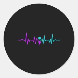Semicolon Heartbeat Suizidprävention Bewusstsein Runder Aufkleber
