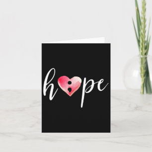 Semicolon Hope Heart Watercolor - Suicide Awarenes Karte