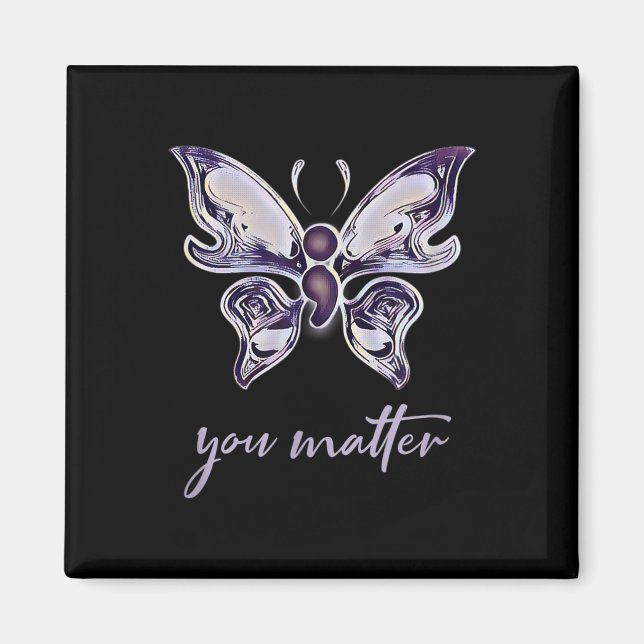 Semicolon Project Depression Awareness Butterfly Y Magnet (Vorne)