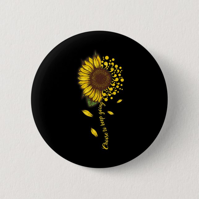 Semicolon Sonnenblumen Behalte Selbstmord P Button (Vorderseite)