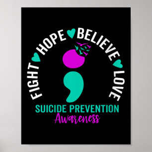 Semicolon Suicide Awareness Mental Health Suicide Poster