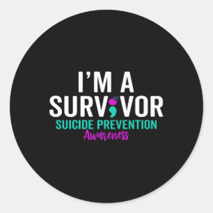 Semicolon Suicide Awareness Mental Health Suicide Runder Aufkleber
