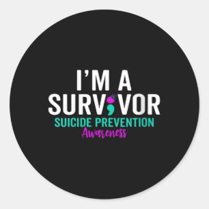 Semicolon Suicide Awareness Mental Health Suicide Runder Aufkleber