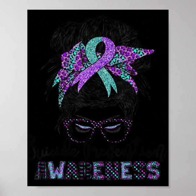 Semicolon Suicide Awareness Messy Haair Bun for Wo Poster (Vorne)