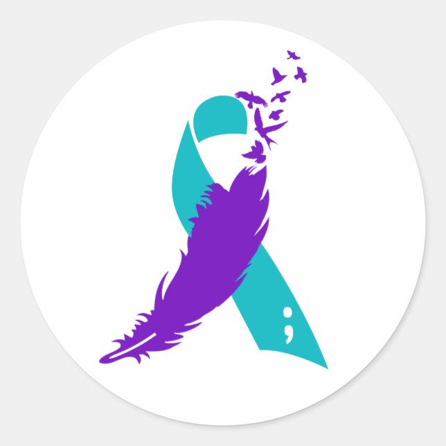 Semicolon Suicide Awareness Ribbon Stickers (Vorderseite)