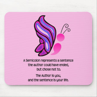 Semicolon Suicide/Depression Awareness Butterfly Mousepad