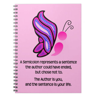 Semicolon Suicide/Depression Awareness Butterfly Notizblock