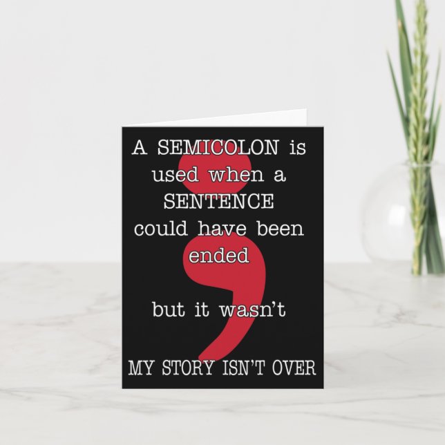 Semicolon Suicide Prevention Awareness My Story Karte (Vorderseite)