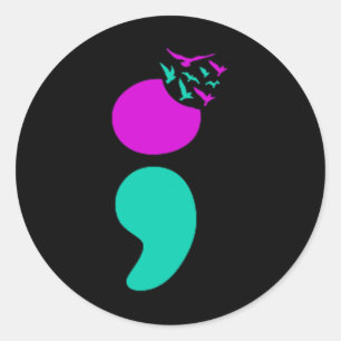 Semicolon Suizidprävention Psychische Gesundheit S Runder Aufkleber