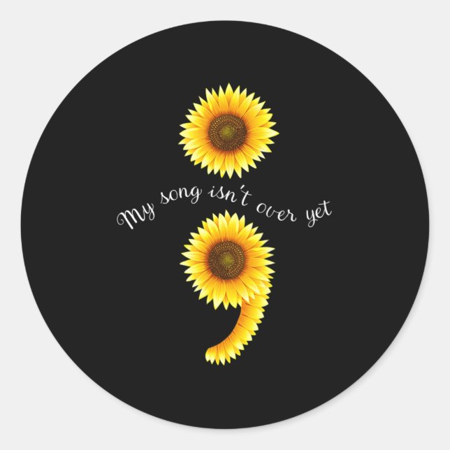 Semicolon Sunflove verbreitet Mental Health Awaren Runder Aufkleber (Vorderseite)