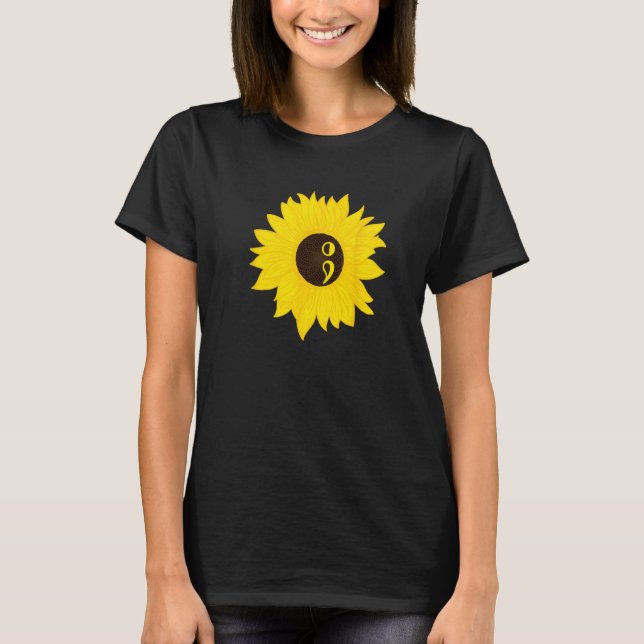 Semicolon Sunflower T-Shirt (Vorderseite)