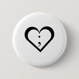 Semicolon T-Shirt _ Shirt für psychische Gesundhei Button