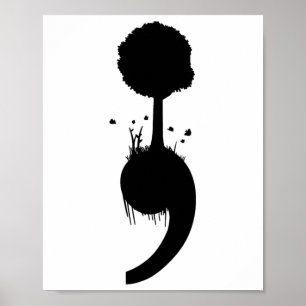 Semicolon Tree Suizid Depression Prevention Poster