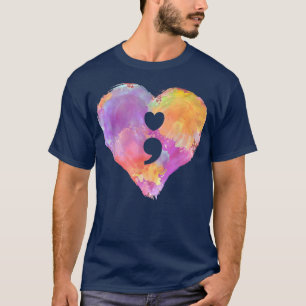 Semikolon Angst Psychische Gesundheit Bewusstsein  T-Shirt