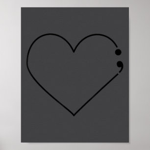 Semikolon-Herz-Psychische-Gesundheitsbewusstseins- Poster