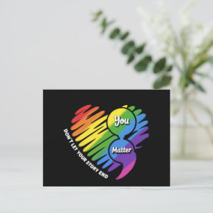 Semikolon LGBTQ Suizidprävention Psychische Gesund Postkarte