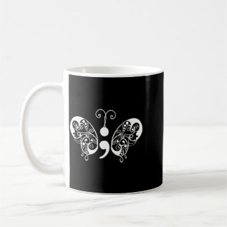 Semikolon-Schmetterling-Präventionsbewusstsein Kaffeetasse