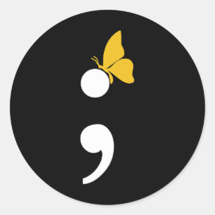 Semikolon Schmetterling Suizid Depression Präventi Runder Aufkleber