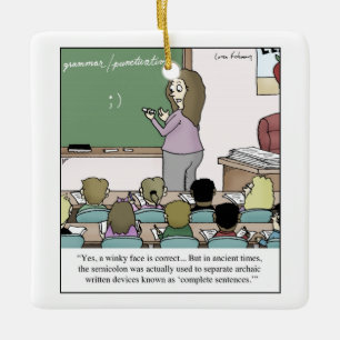 Semikolon "Winky stellen" Lehrer-Cartoon gegenübe Keramikornament