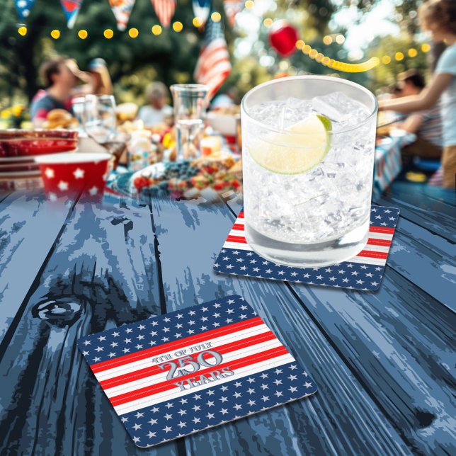 Semiquincentennial Navy Stars & Stripes 250 Years Rechteckiger Pappuntersetzer (Von Creator hochgeladen)