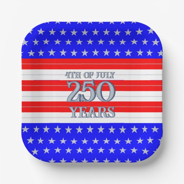 Semiquincentennial Red White Blue Stars Stripes 25 Pappteller (Vorderseite)