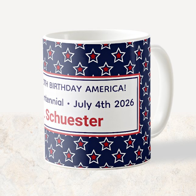 Semiquincentennial Red White Stars Teacher's Kaffeetasse (Von Creator hochgeladen)