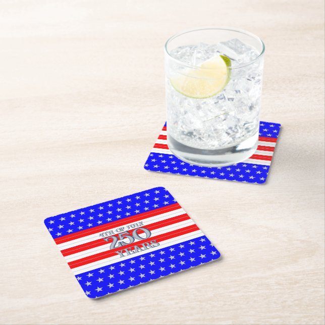 Semiquincentennial Stars & Stripes 250 Years Rechteckiger Pappuntersetzer (Vor Ort)