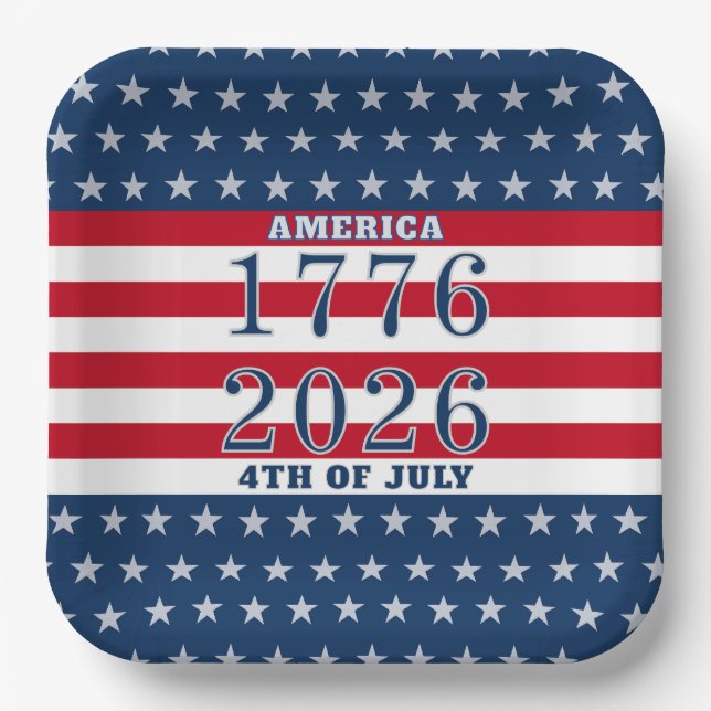 Semiquincentennial Stars Stripes America 1776 2026 Pappteller (Vorderseite)