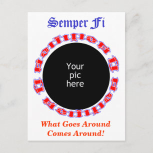 Semper Fi Ambigram mit Bild Postkarte