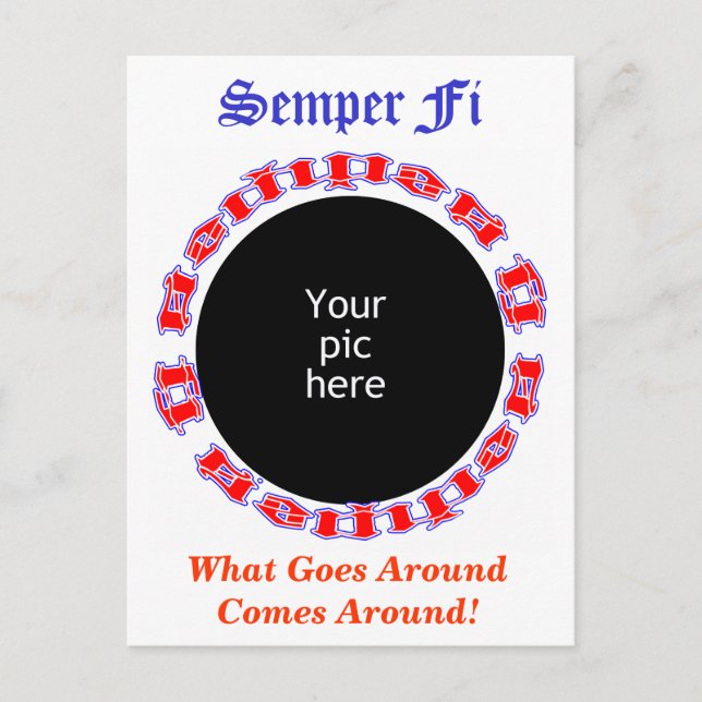 Semper Fi Ambigram mit Bild Postkarte (Vorderseite)