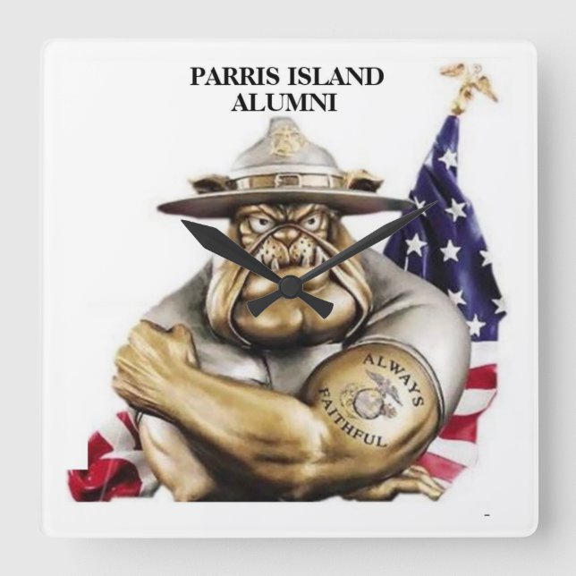 Semper Fi Wall Clock Quadratische Wanduhr (Vorderseite)