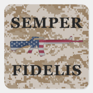 Semper Fidelis M16 Aufkleber TAN