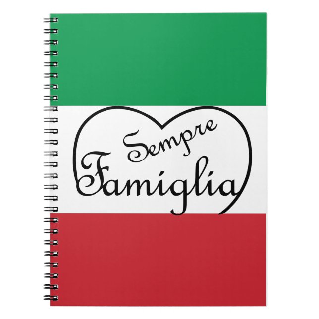 Sempre Famiglia Italienisches "Always Family" Herz Notizblock (Vorderseite)