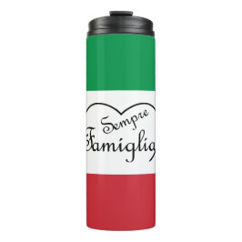 Sempre Famiglia Italienisches "Always Family" Herz Thermosbecher