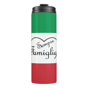 Sempre Famiglia Italienisches "Always Family" Herz Thermosbecher
