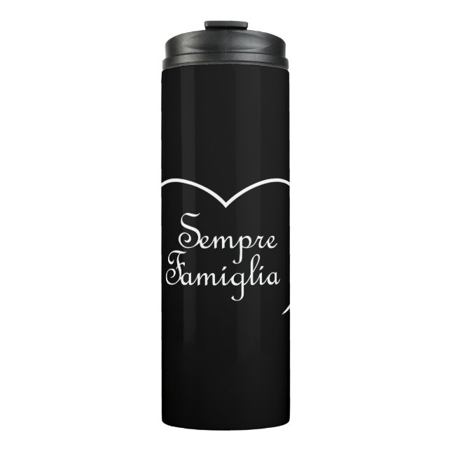 Sempre Famiglia Italienisches "Always Family" Herz Thermosbecher (Vorderseite)