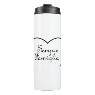 Sempre Famiglia Italienisches "Always Family" Herz Thermosbecher