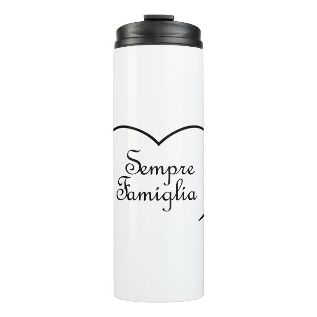 Sempre Famiglia Italienisches "Always Family" Herz Thermosbecher (Vorderseite)