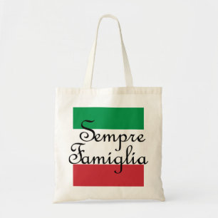 Sempre Famiglia und die italienischen Flaggenfarbe Tragetasche