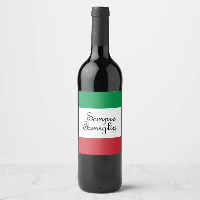 Sempre Famiglia und die italienischen Flaggenfarbe Weinetikett (Vorderseite)