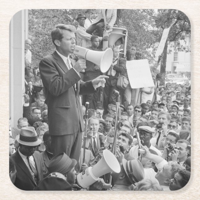 Sen. Robert Kennedy Campaigning für US-Präsident Rechteckiger Pappuntersetzer (Vorderseite)