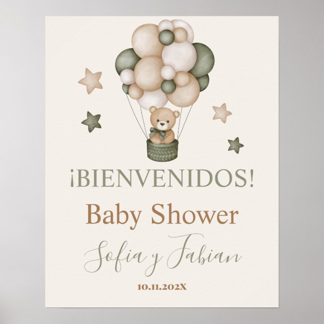 Señal de bienvenida de Teddy Bear Baby Shower Boy Poster (Vorne)