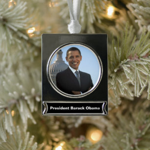 Senator Portrait, amerikanischer Präsident Barack  Banner-Ornament Silber
