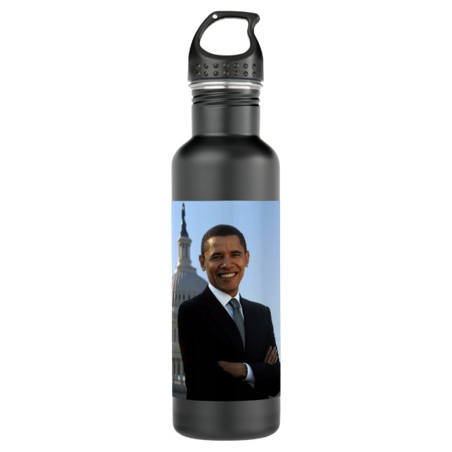 Senator Portrait, amerikanischer Präsident Barack  Edelstahlflasche (Vorderseite)