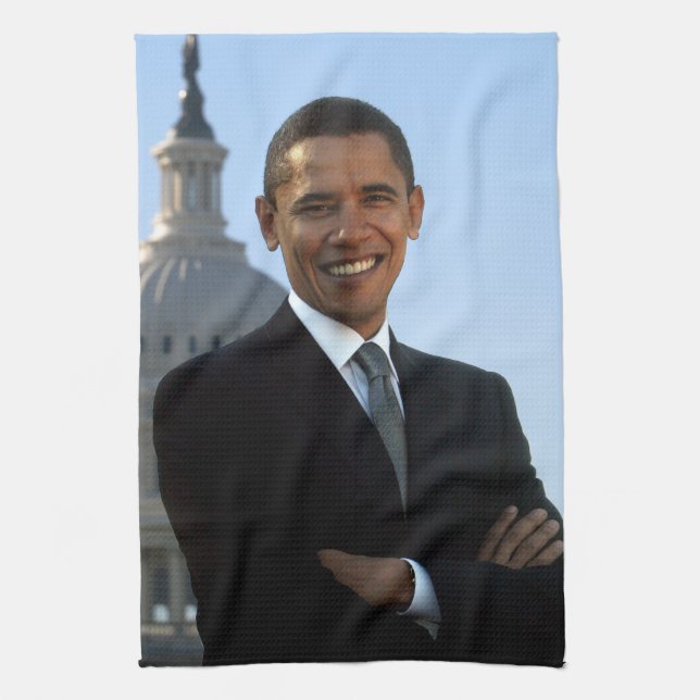 Senator Portrait, amerikanischer Präsident Barack  Geschirrtuch (Vertikal)