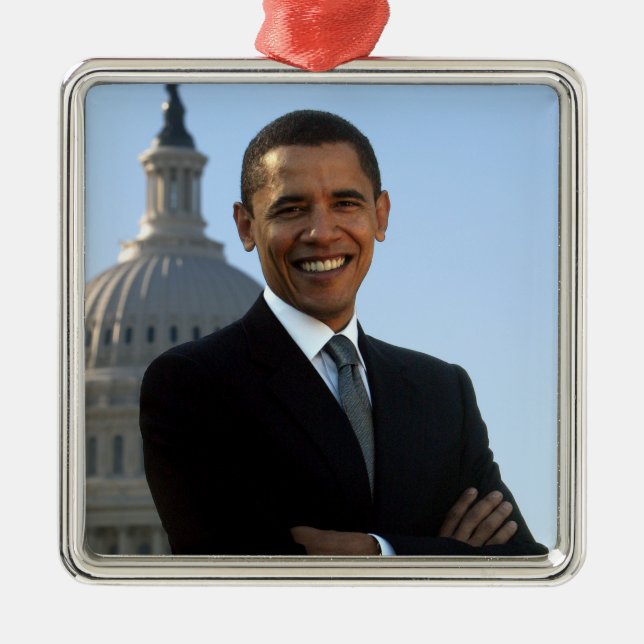 Senator Portrait, amerikanischer Präsident Barack  Ornament Aus Metall (Vorne)